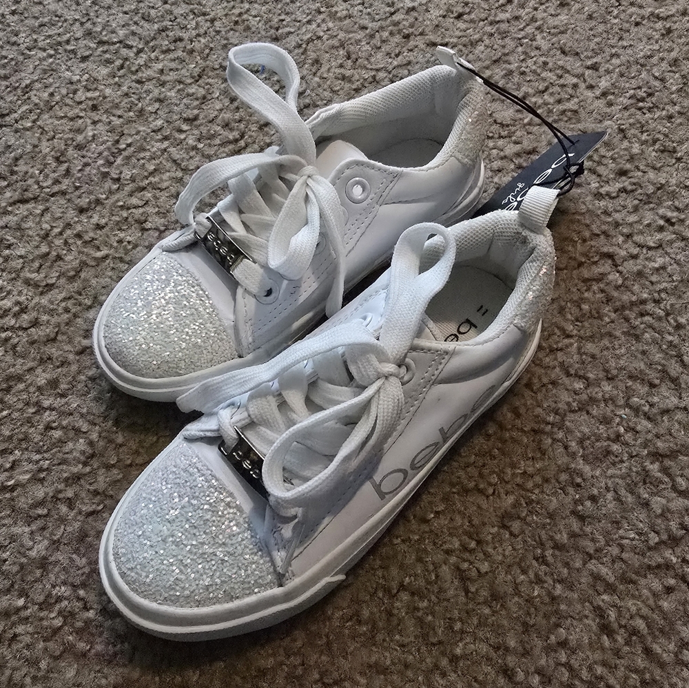 bebe White Sparkle Kids Sneakers